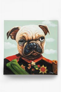 KARE Design :: Obraz olejny Little General Pug 100x100cm
