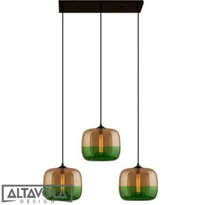 Altavola :: Żyrandol LONDON LOFT NO.5 CL AG bursztynowo - zielony