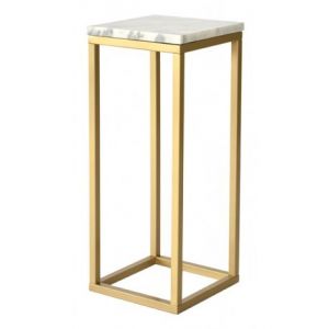 RGE :: Wysoki stolik / piedestał Accent mosiądz - marmurowy blat, wys. 80 cm