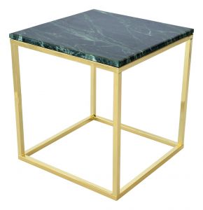RGE :: Stolik kawowy Accent 50 x 50 cm - zielony marmur / złota podstawa