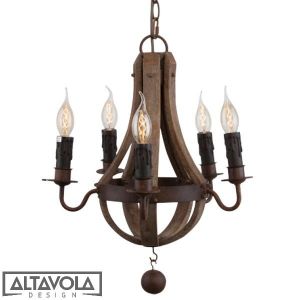 Altavola :: Żyrandol drewniany COGNAC BARREL No.1 MINI